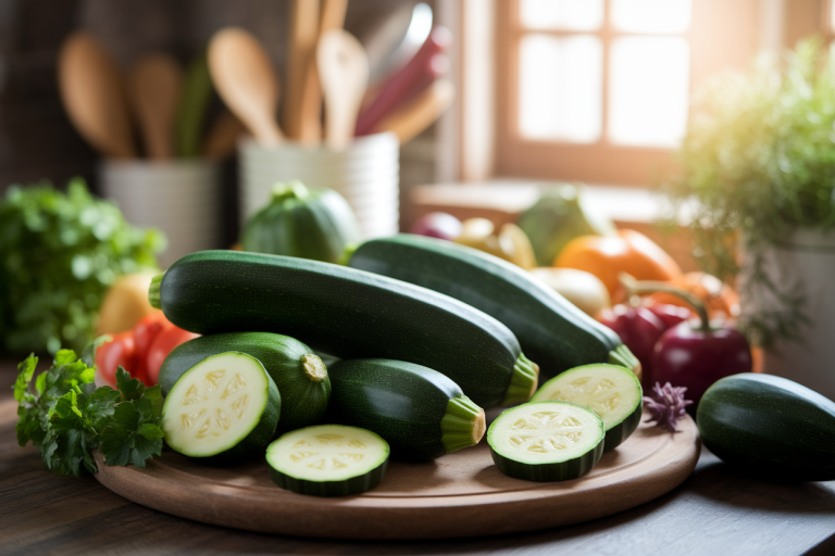 comptoir-rustique-courgettes-legumes-herbes