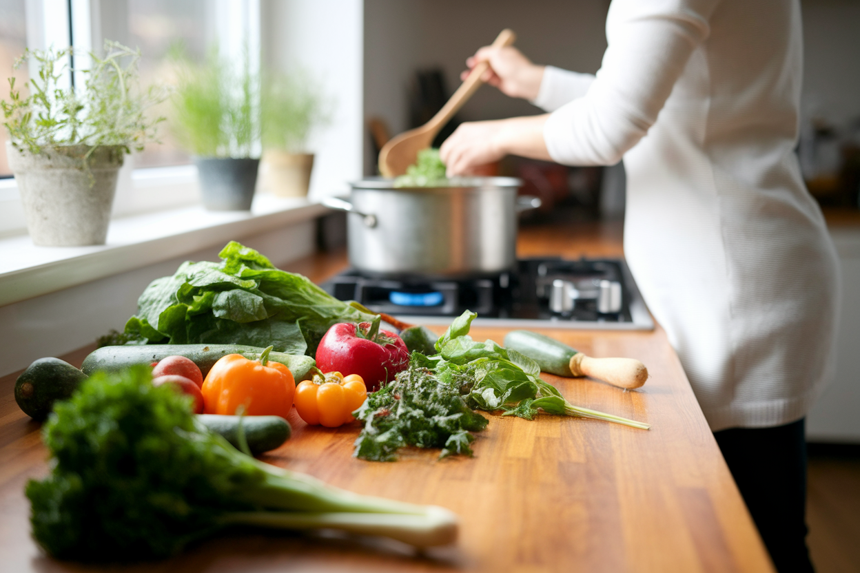 cuisine-lumineuse-plan-bois-legumes-personne-dos