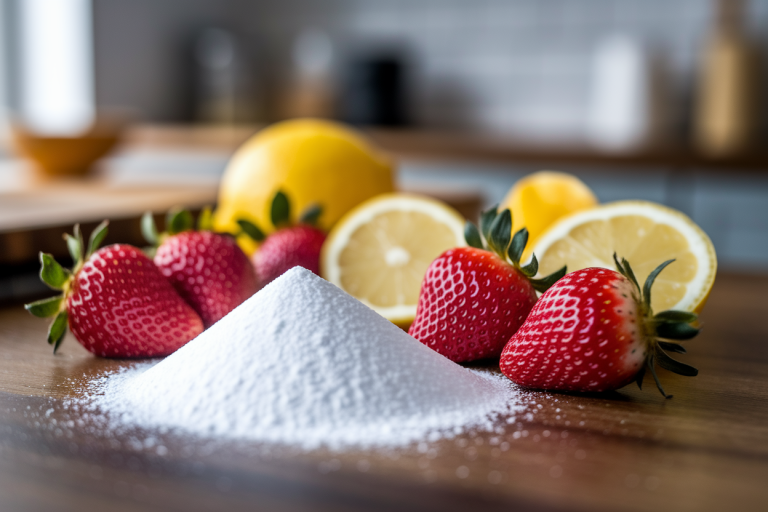 fraises-bicarbonate-citron-planche-bois