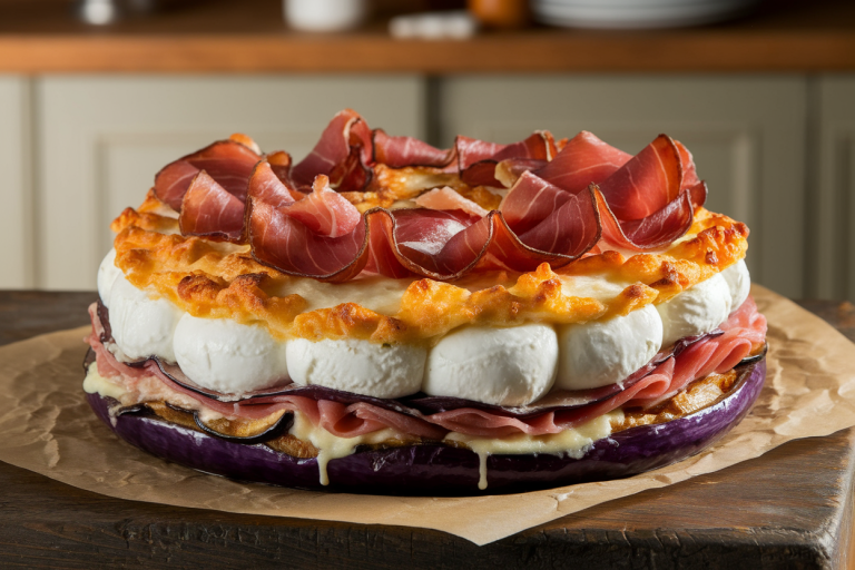 Gratin d'aubergines à la Sicilienne : recette facile au jambon cru, mozzarella et parmesan