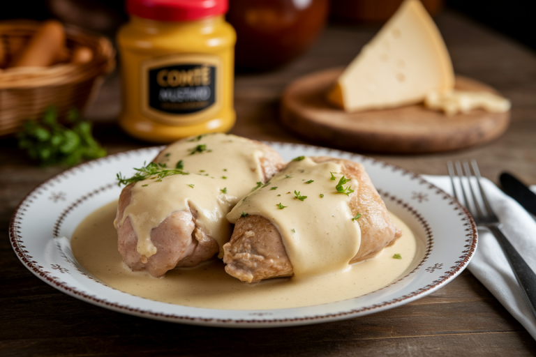 Poulet Gaston Gérard : Recette bourguignonne facile au comté et à la moutarde