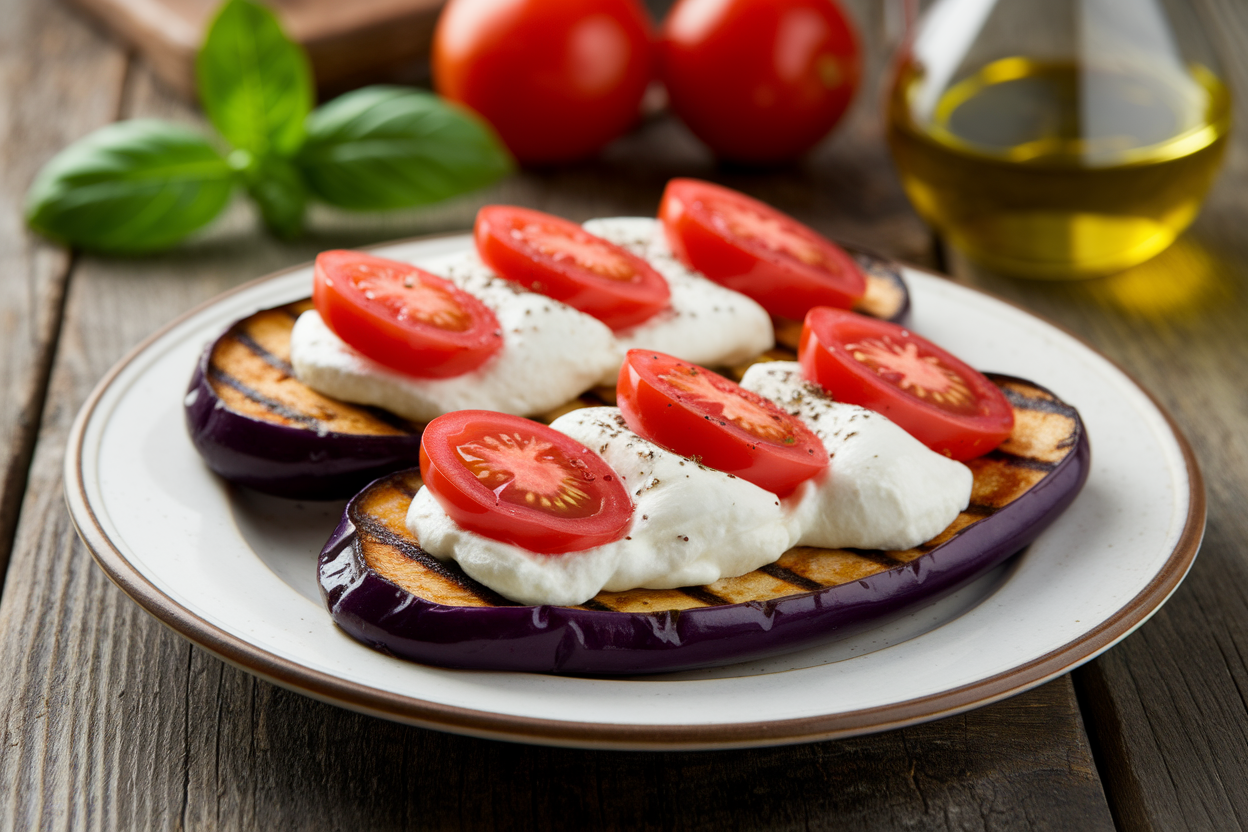 Aubergines grillées à la tomate et à la mozzarella : recette facile et gourmande