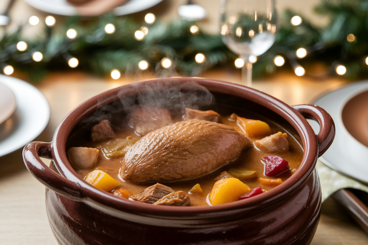 Baeckeoffe de Canard aux Épices de Noël et Fruits Secs — Recette pour 8 Personnes