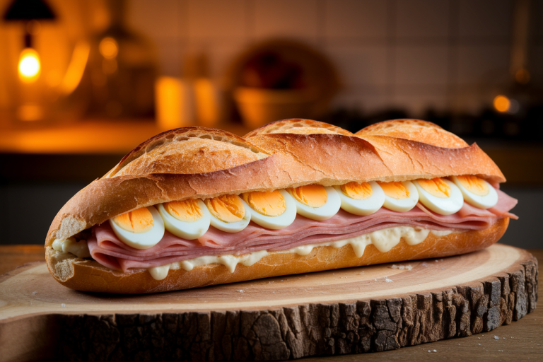 Baguette apéro farcie au jambon, fromage et œufs durs : recette facile