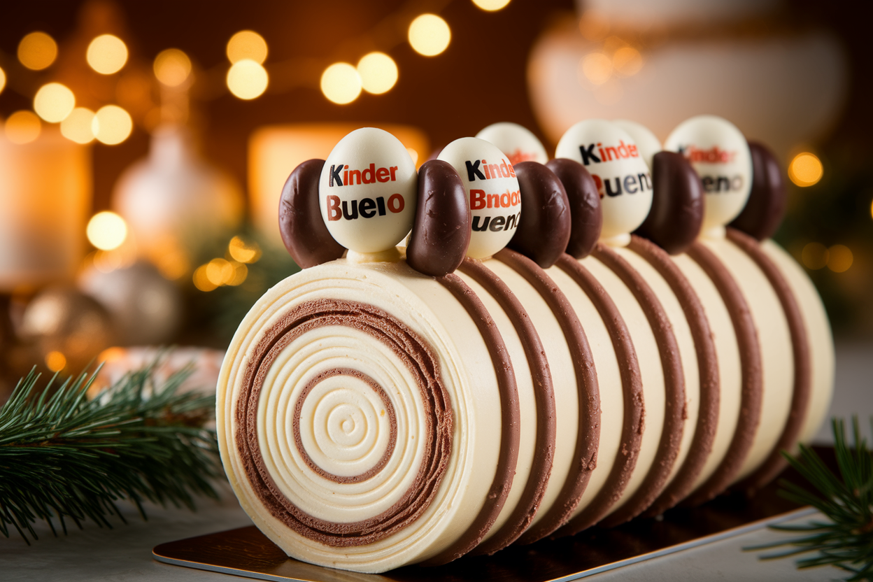 Bûche de Noël au Kinder Bueno : Recette Thermomix Facile et Rapide