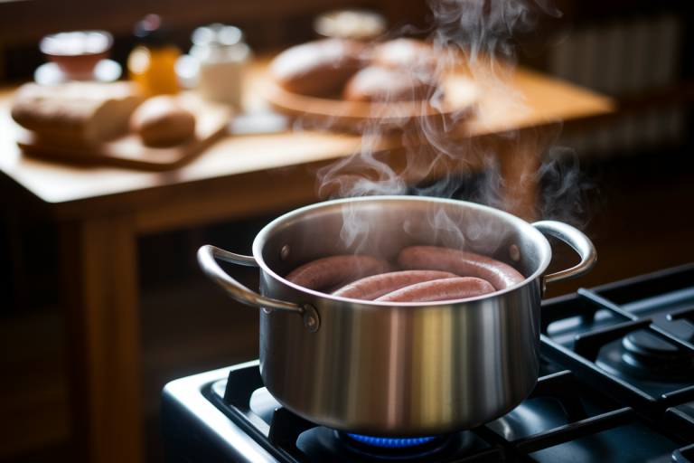 cuisine-rustique-marmite-saucisses-table-bois