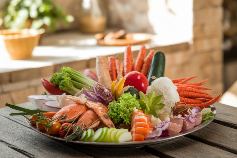 plateau-legumes-poissons-table-rustique