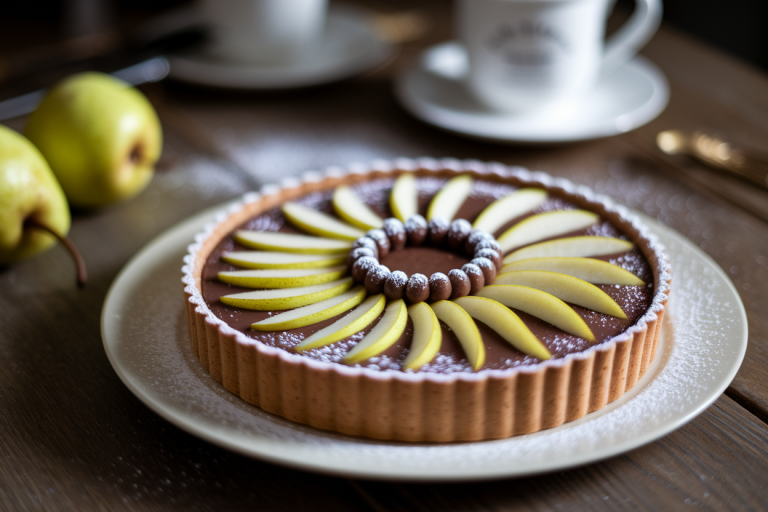 tarte-poire-chocolat-table-rustique